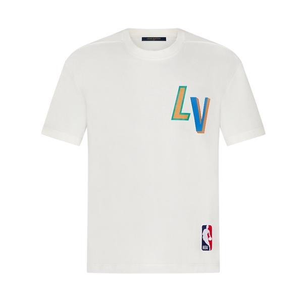21FW★ルイヴィトン NBA フロントアンドバックレタープリントTシャツ偽物1A8X8R