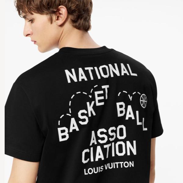 ルイヴィトン バスケットボールコラボNBA ロゴTシャツコピー半袖 黒 1A8X0V