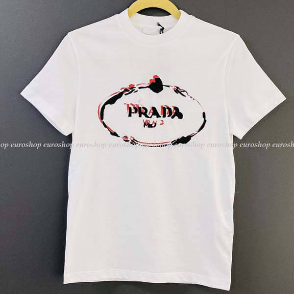 【プラダ】刺繍ロゴマークデザイン 半袖Tシャツ偽物UJN555_1TE4_F0002_NERO