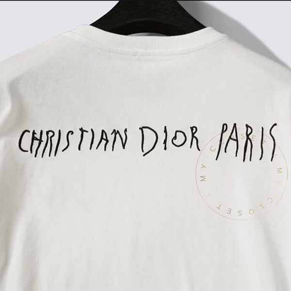 ディオール Tシャツ偽物 ロゴ コラボ レイモンド 半袖 刺繍 コットン 白