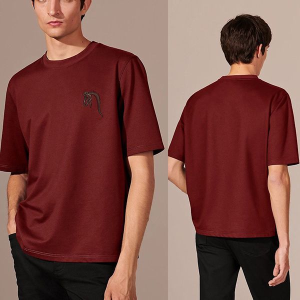 エルメス レザーミニパッチ Tシャツ 偽物 半袖 コットン ラウンドネック H167565HA0LLA