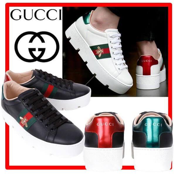 ★グッチ★Ace embroidered platform sneaker★